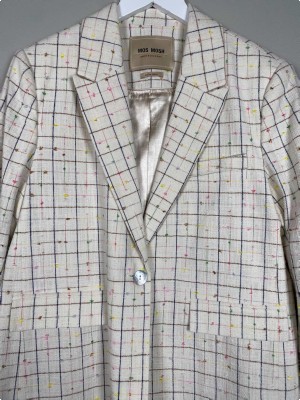 Mos Mosh str. 42 <br/> beige blazer med farvede striber