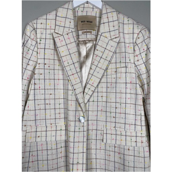 Mos Mosh str. 42 <br/> beige blazer med farvede striber - Image 2