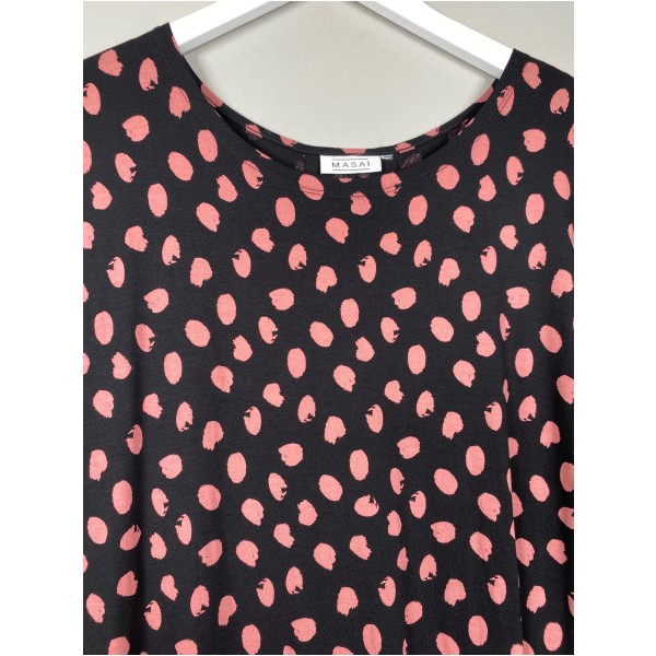 Masai str. M <br/> sort kjole med rosa prikker - Billede 2