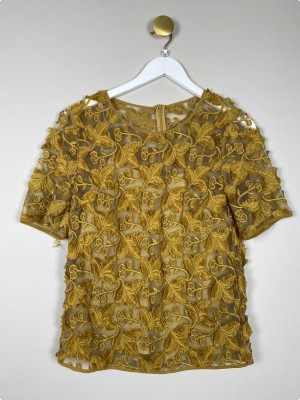 Baum und Pferdgarden str. 36 <br/> mesh bluse med broderi