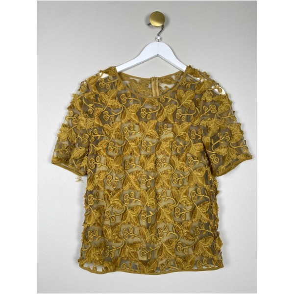 Baum und Pferdgarden str. 36 <br/> mesh bluse med broderi
