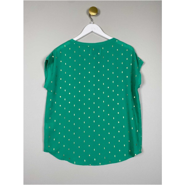 Lollys Laundry str. M <br/> grøn t-shirt med guldprint - Image 3