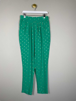 Lollys Laundry str. M <br/> grønne bukser med guldprint