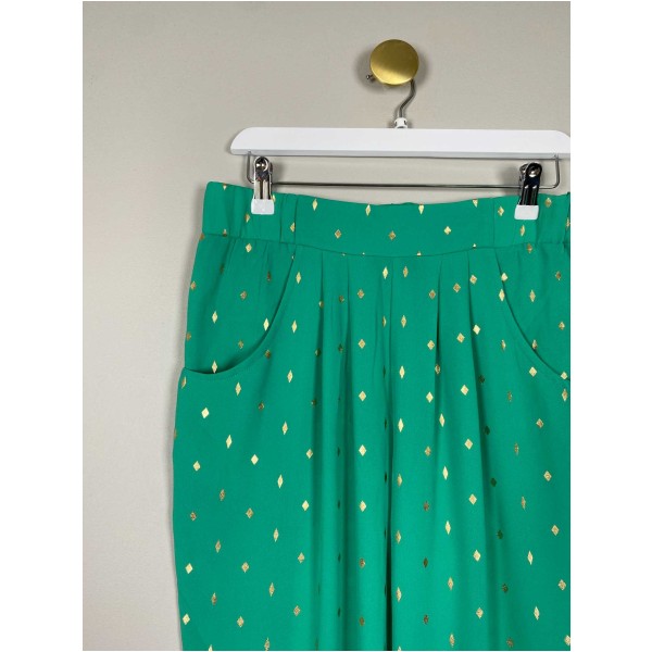 Lollys Laundry str. M <br/> grønne bukser med guldprint - Image 2