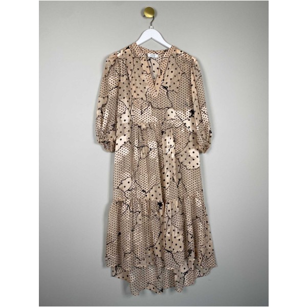 Love & Divine str. S <br/> lang kjole i sort og beige