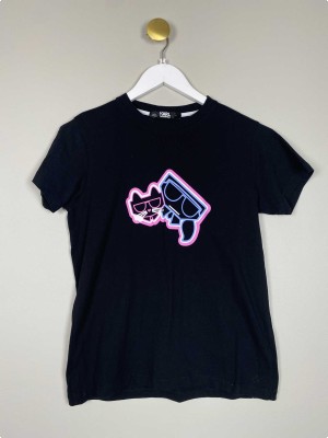 Karl Lagerfeld str. S/M <br/> sort t-shirt med print