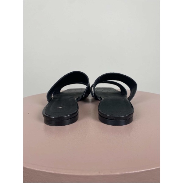 Cozy by JZ str. 37 <br/> sorte slippers med crocomønster - Image 5