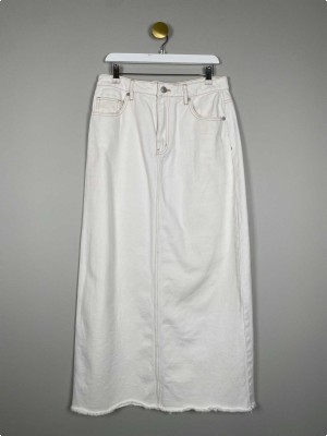Sportsgirl str. 40 <br/> råhvid denimnederdel