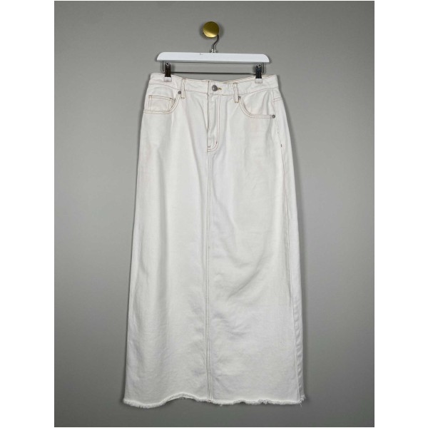 Sportsgirl str. 40 <br/> råhvid denimnederdel