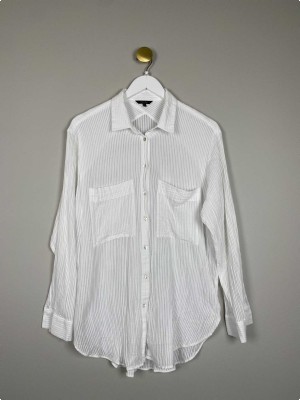 Massimo Dutti str. 40 <br/> lang hvid skjorte