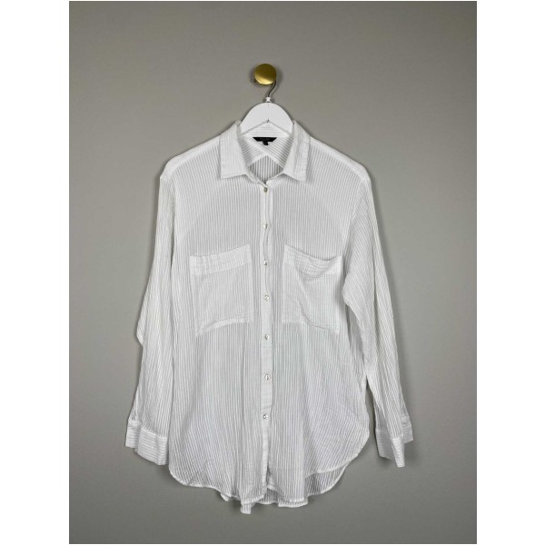 Massimo Dutti str. 40 <br/> lang hvid skjorte
