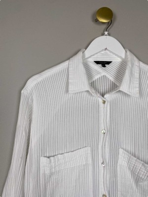Massimo Dutti str. 40 <br/> lang hvid skjorte