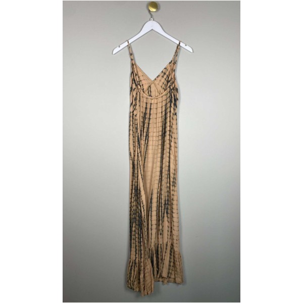 CoconutMilk str. 40 <br/> lang beige kjole med sort mønster - Image 3