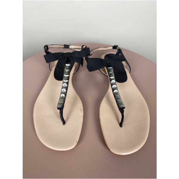 Marron str. 38,5 <br/> sandal med sløjfe og nitter - Image 2