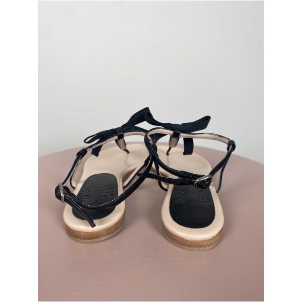 Marron str. 38,5 <br/> sandal med sløjfe og nitter - Image 3