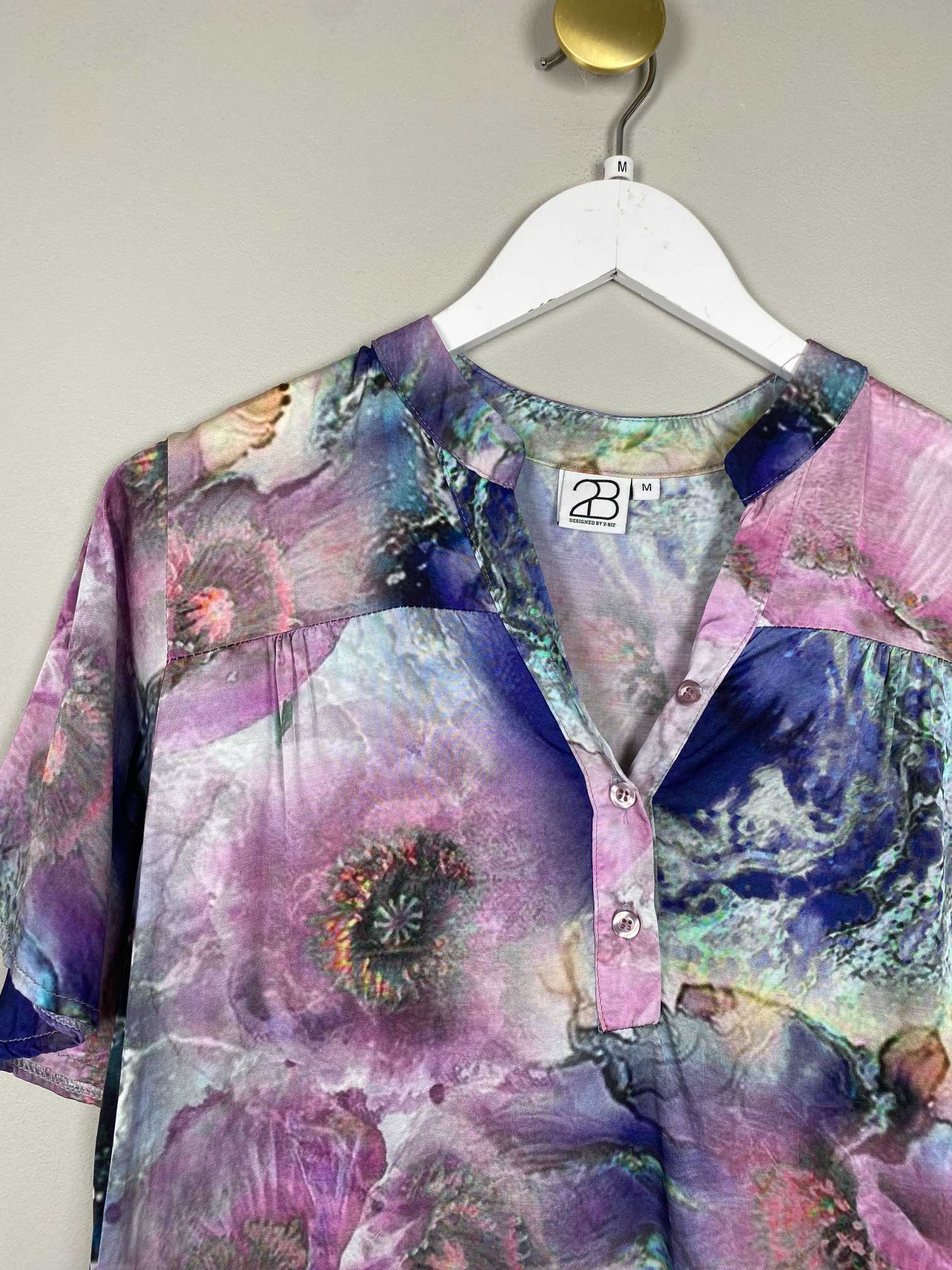 2Biz str. M <br/> bluse i blå og lilla - Billede 2