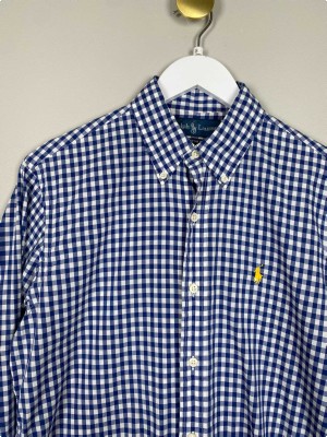 Ralph Lauren str. S <br/> blåternet skjorte, custom fit