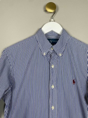 Ralph Lauren str. S <br/> blåstribet skjorte, custom fit