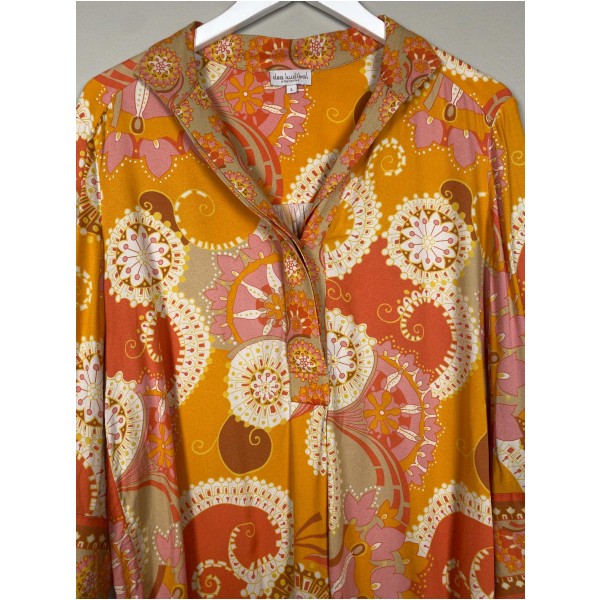 Dea Kudibal str. L <br/> orange bluse med mønster - Image 2