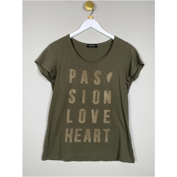 Mos Mosh str. M <br/> armygrøn t-shirt med sten