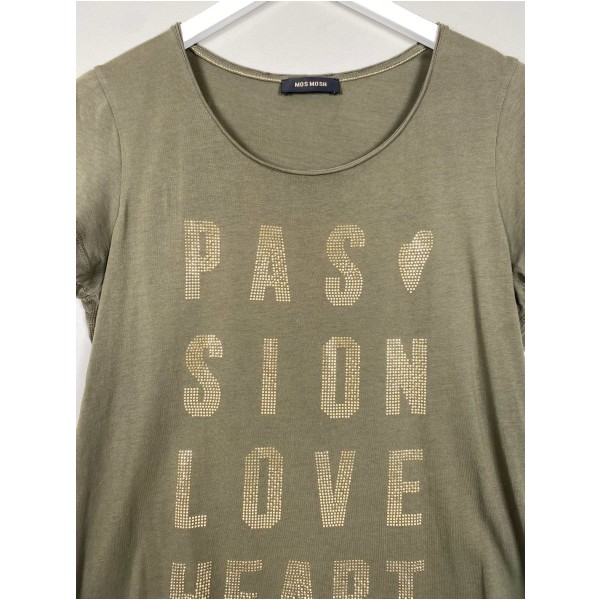 Mos Mosh str. M <br/> armygrøn t-shirt med sten - Image 2