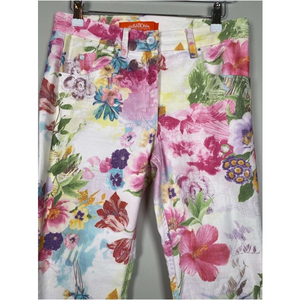 Sensational str. 38 <br/> blomstret jeans - Image 2