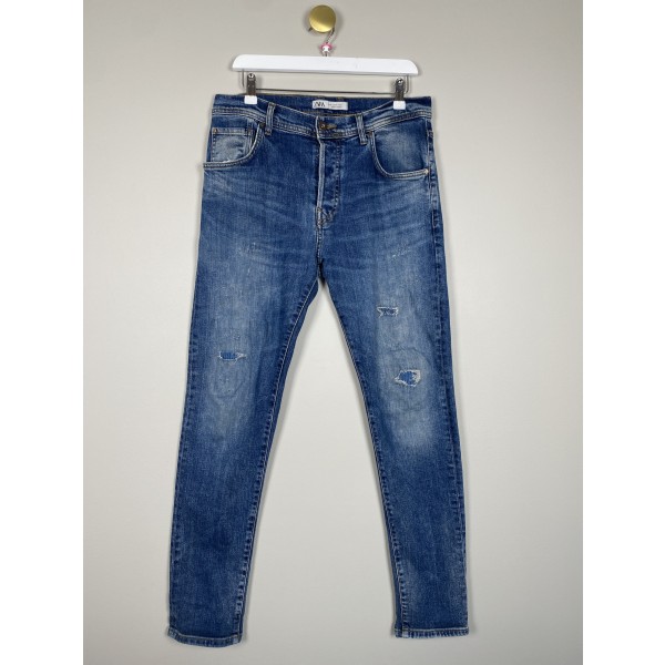 Zara str. M <br/> mørkeblå jeans