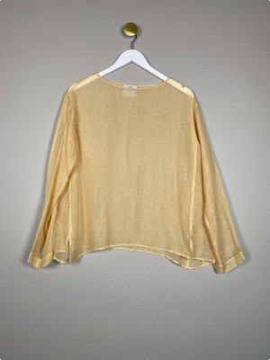 Forte_Forte str. M <br/> gul bluse i hør og silke