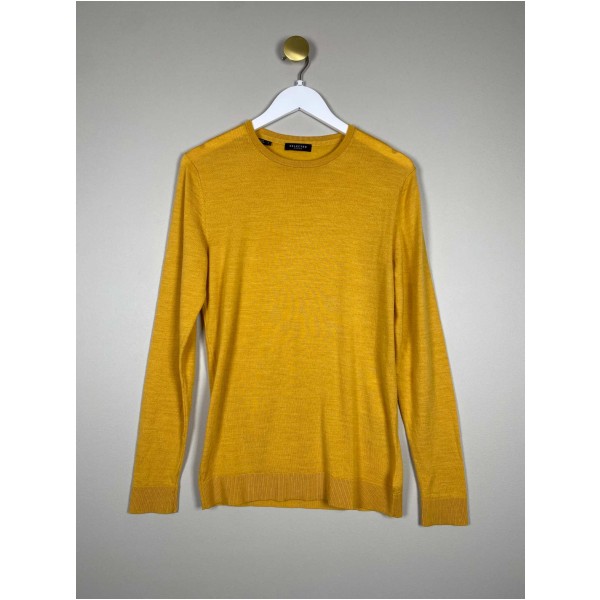 Selected Homme str. S <br/> gul trøje i merinould