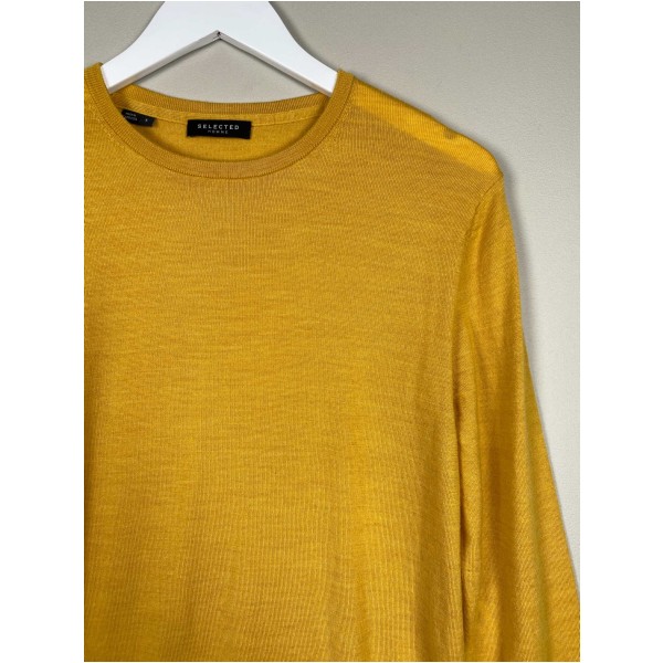 Selected Homme str. S <br/> gul trøje i merinould - Billede 2