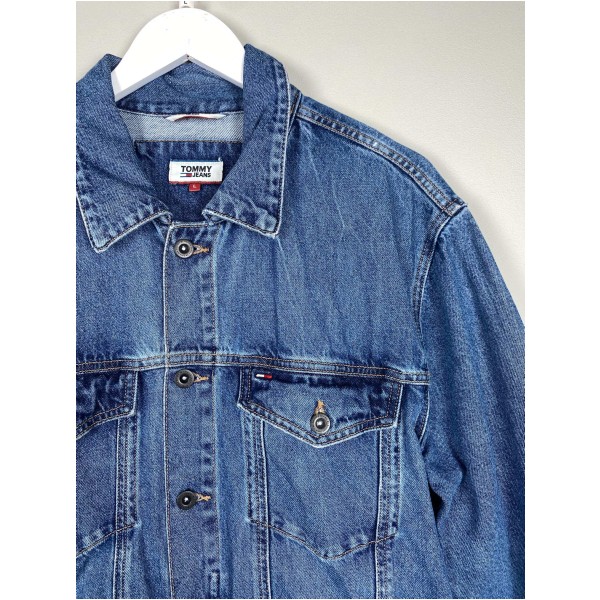 Tommy Hilfiger str. L <br/> blå denimjakke - Billede 2
