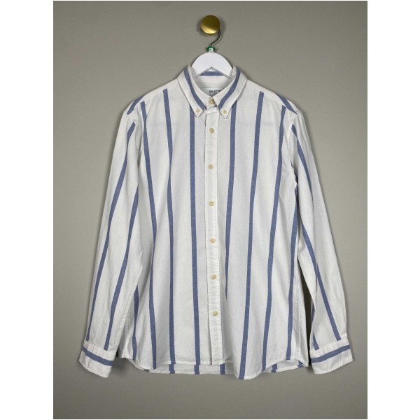 Selected Homme str 42 <br/> hvid skjorte med blå striber