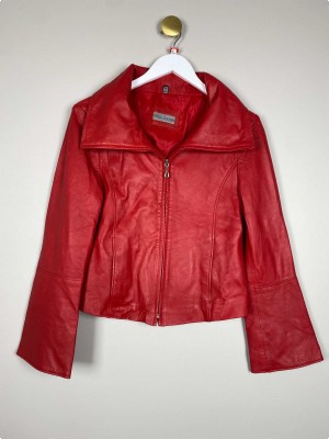 Broch Leather str. 40 <br/> rød læderjakke