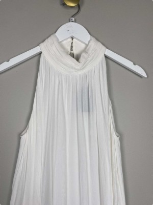 Massimo Dutti str. 38 <br/> lang hvid halter neck kjole