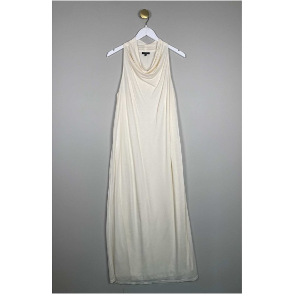 Massimo Dutti str. L <br/> lang råhvid kjole