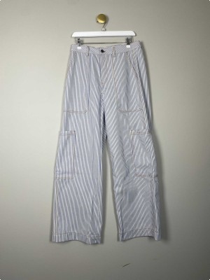 Co'Couture str. S <br/> hvide jeans med blå striber