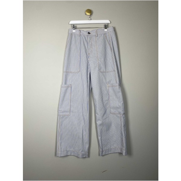 Co'Couture str. S <br/> hvide jeans med blå striber