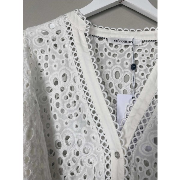 Co'Couture str. S <br/> hvid bluse med hulmønster - Image 4