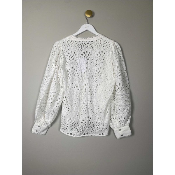 Co'Couture str. S <br/> hvid bluse med hulmønster - Image 3
