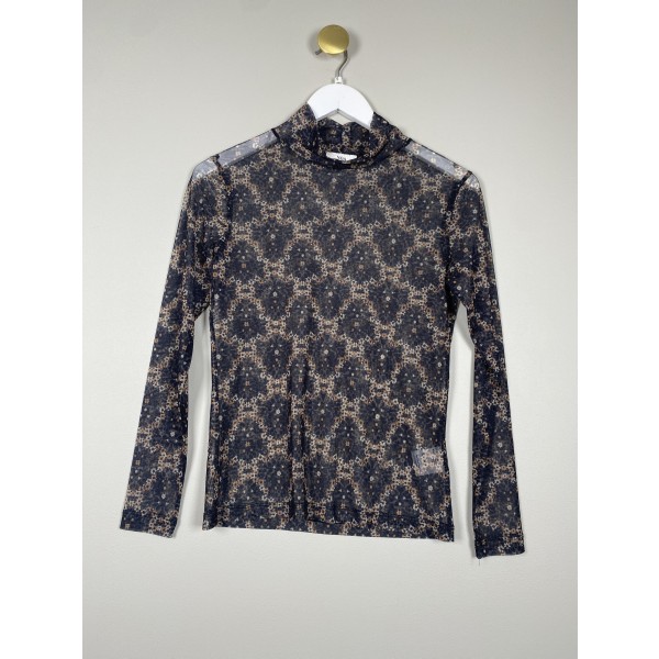 Noa Noa str. S <br/> blomstrede mesh bluse