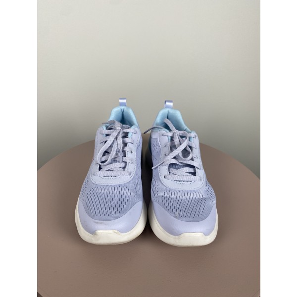 Sketchers str. 36 <br/> lys lilla sneaker med blå detaljer - Image 2