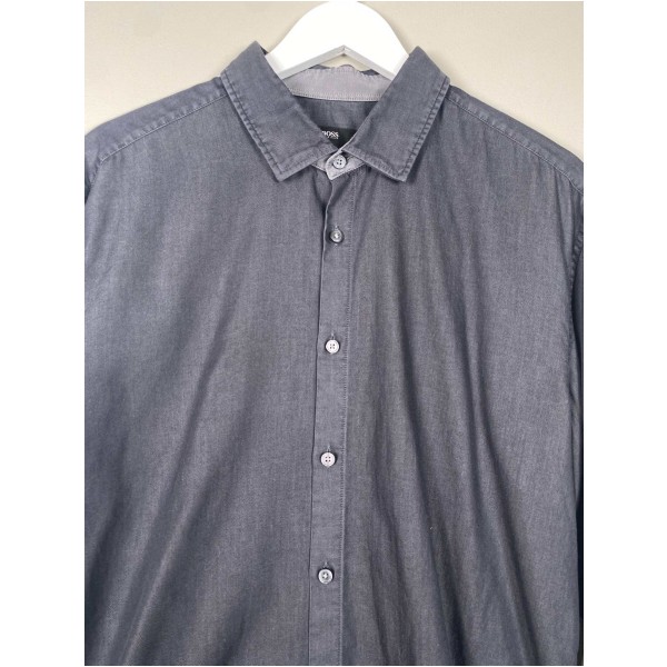 Hugo Boss str. XL <br/> slimfit mørk grå langærmet skjorte - Image 2