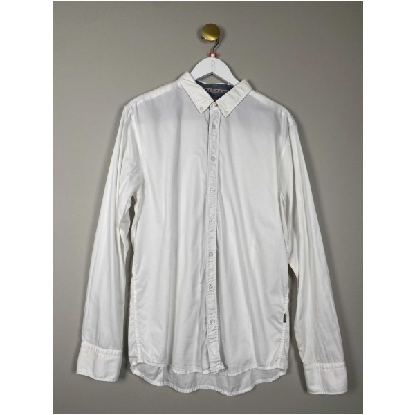 Hugo Boss str. XL <br/> hvid langærmet skjorte slim fit