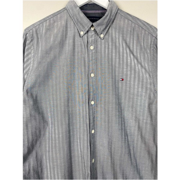 Tommy Hilfiger str. 40 <br/> Grå stribet skjorte - Image 2