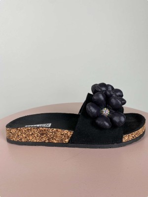 Malien str. 40 <br/> sort sandal med blomster