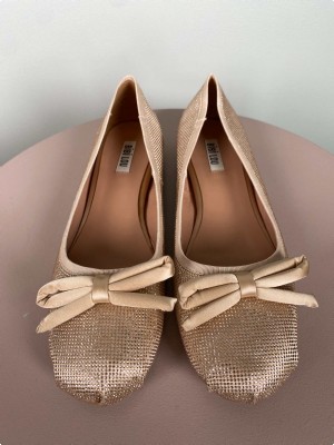 BiBi Lou str. 40 <br/> rosa ballerinaer med sten og sløjfe