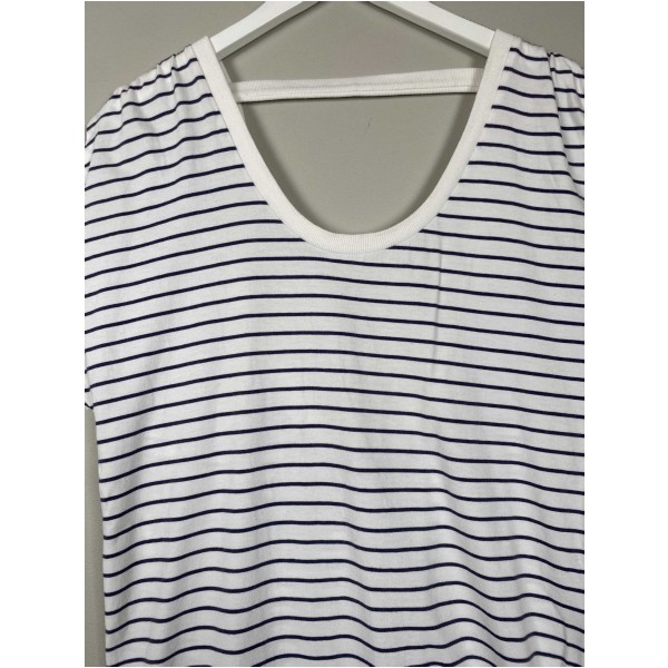 Designers Remix str. M <br/> stribet lang t-shirt med dyb ryg - Billede 2