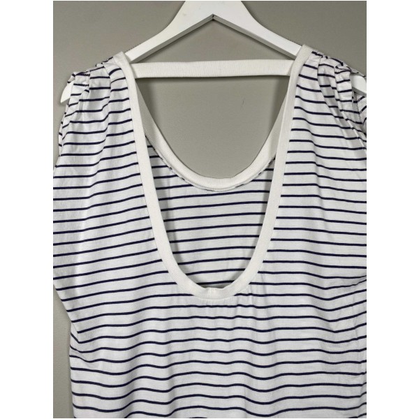 Designers Remix str. M <br/> stribet lang t-shirt med dyb ryg - Billede 3