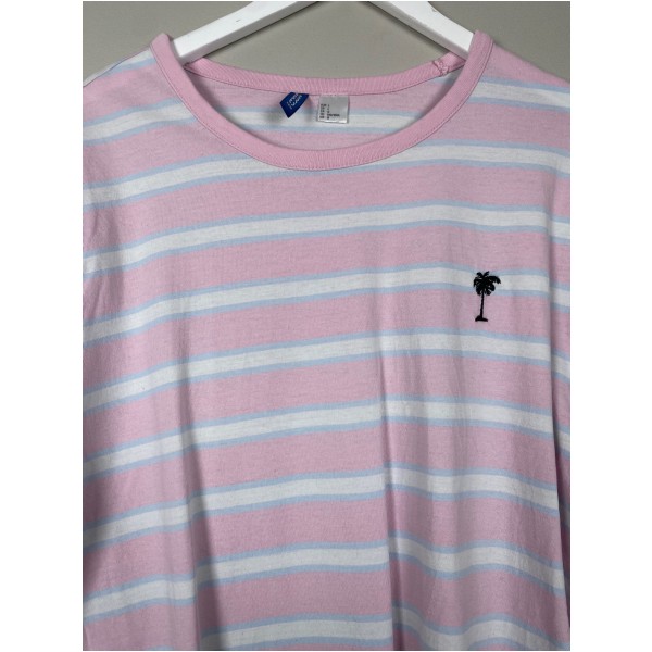 H&M str. L <br/> stribet lyserød t-shirt - Image 2