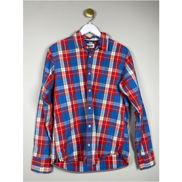 Hilfiger Denim str. L <br/> blå og rød ternet skjorte